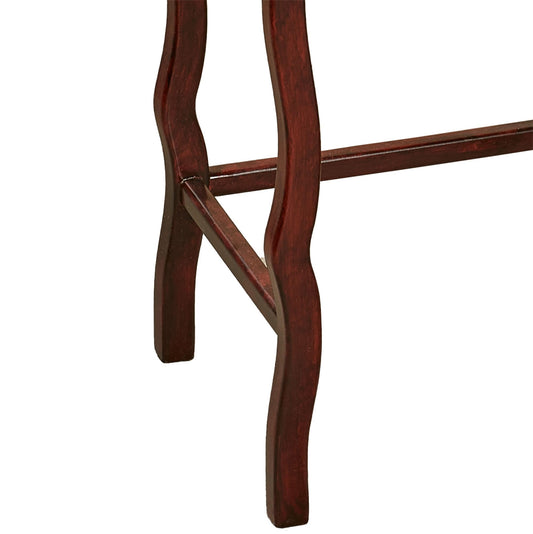 Tropical Fortune Wooden Bamboo Leaf Nesting Tables Burgundy Set of Two | Oriental Style Accent | Eastern Inspired Furniture for Bedroom, Living Room