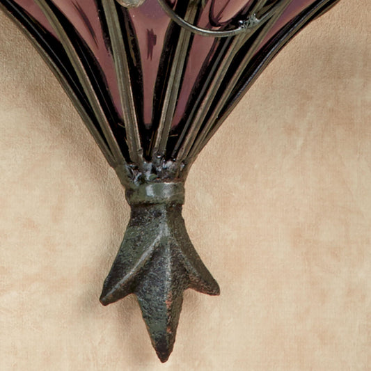 Touch of Class Grape Vase Wall Accent - Metal, Glass - Purple, Antique Bronze - Vineyard Grapevines and Leaves Decor for Bedroom, Living Room, Dining Room, Kitchen, Sunroom