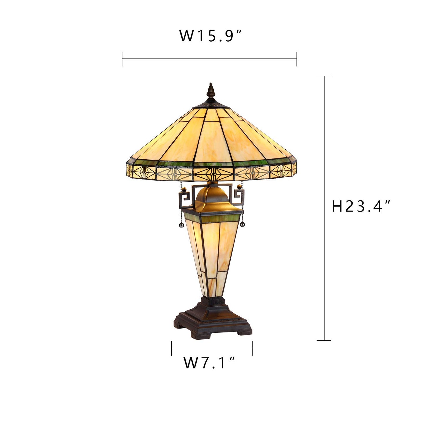 Capulina Tiffany Lamp Stained Glass Table Lamp 3-Light with Nightlight 16X16X24 Inches Cream Tiffany Style Mother-Daughter Vase Desk Light Decor for Living Room Bedroom Home Office