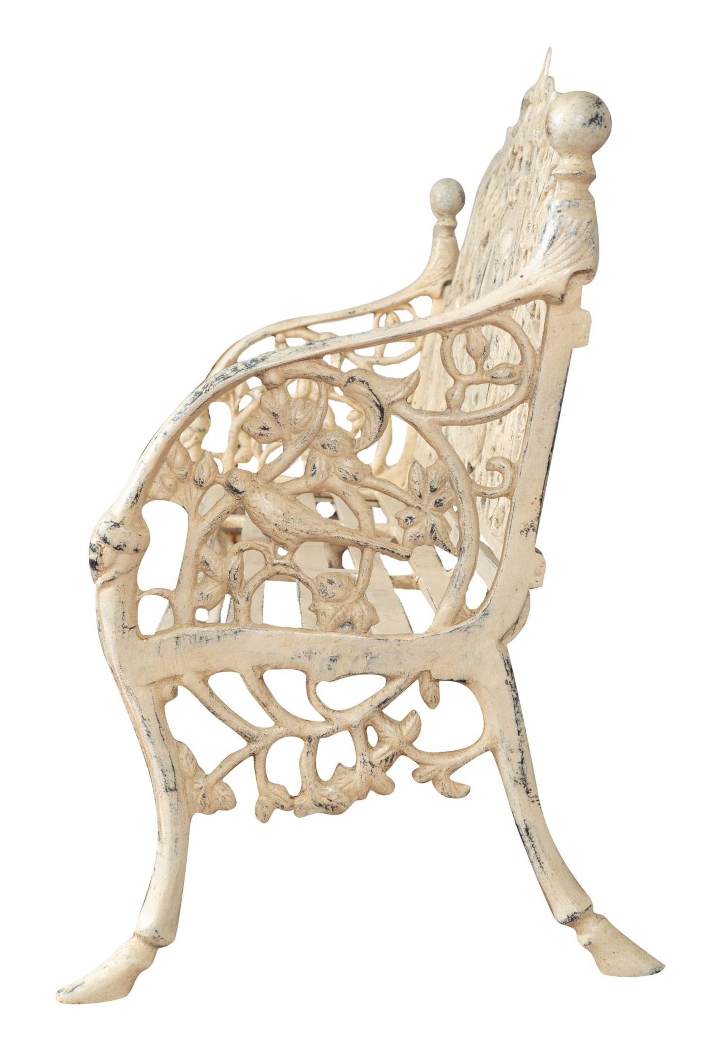 Biscottini Cast Iron Made Art Nouveau Antiqued White Finish W184xDP70xH105 cm Sized Bench