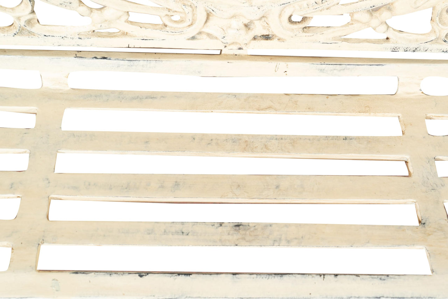 Biscottini Cast Iron Made Art Nouveau Antiqued White Finish W184xDP70xH105 cm Sized Bench