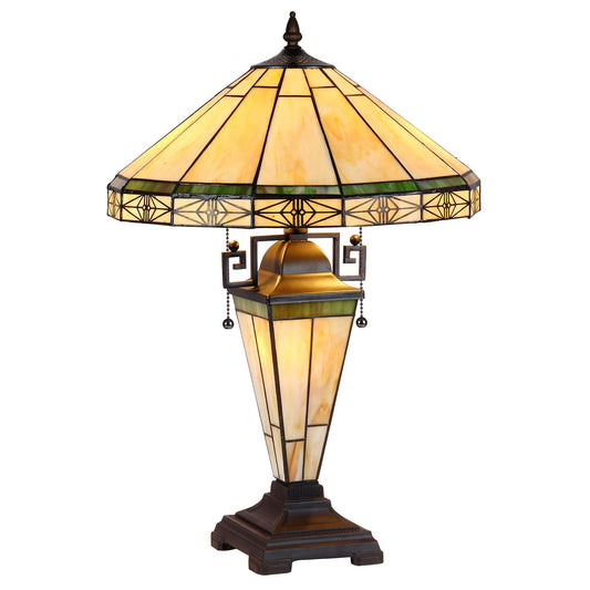 Capulina Tiffany Lamp Stained Glass Table Lamp 3-Light with Nightlight 16X16X24 Inches Cream Tiffany Style Mother-Daughter Vase Desk Light Decor for Living Room Bedroom Home Office