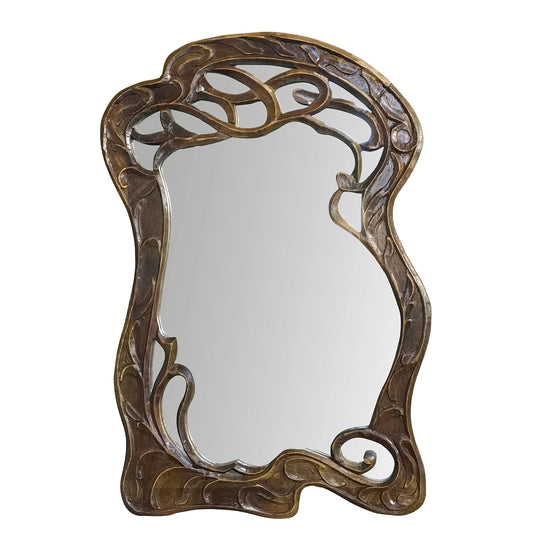 Vienna - 20 in x 30 in Antique Style Hand Carved Mango Wood Curving Branches Design Decorative Wall Mirror