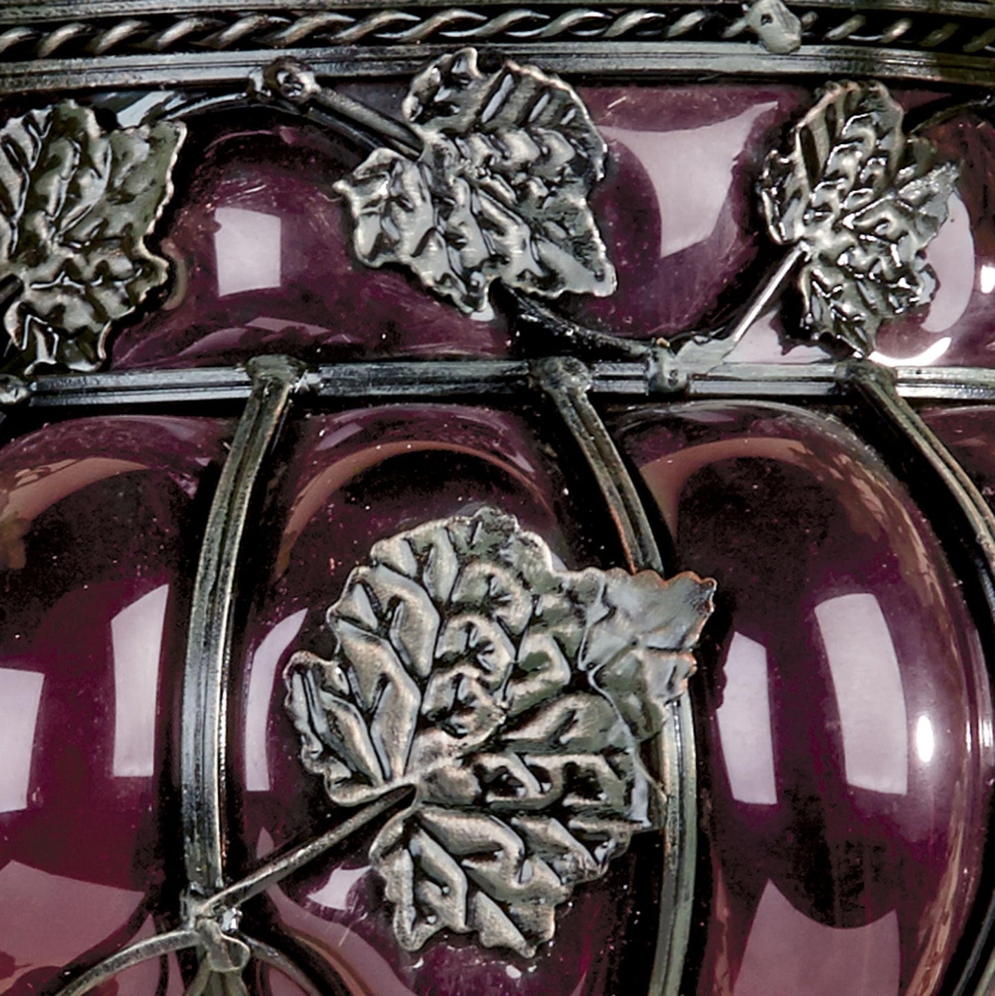 Touch of Class Grape Vase Wall Accent - Metal, Glass - Purple, Antique Bronze - Vineyard Grapevines and Leaves Decor for Bedroom, Living Room, Dining Room, Kitchen, Sunroom