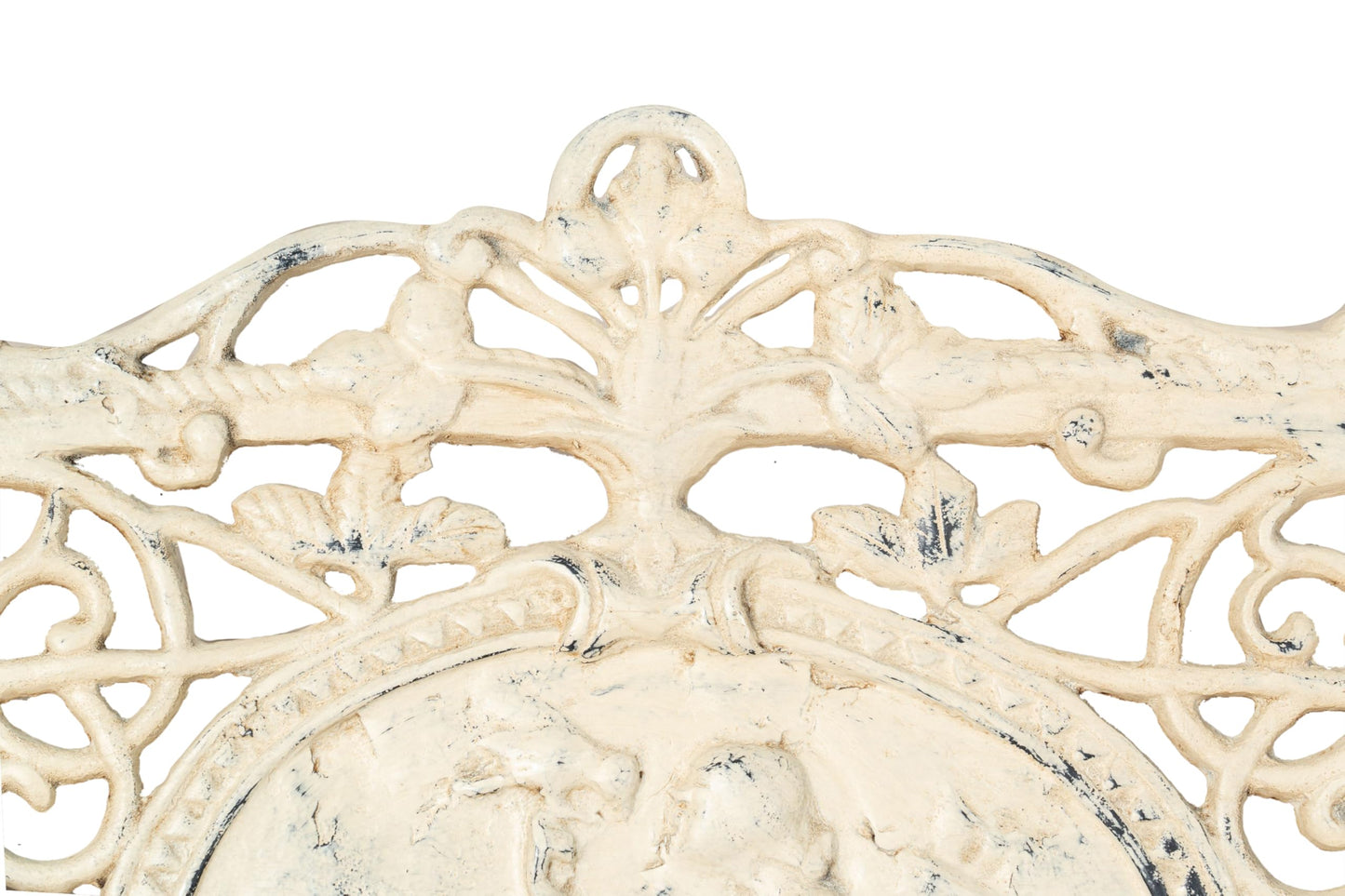 Biscottini Cast Iron Made Art Nouveau Antiqued White Finish W184xDP70xH105 cm Sized Bench